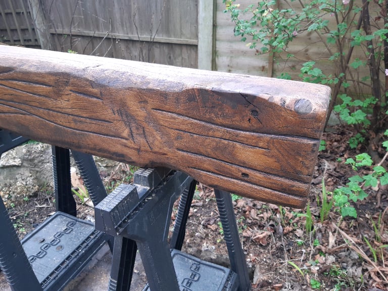 Solid Oak Beam Mantle Rustic Fireplace 
