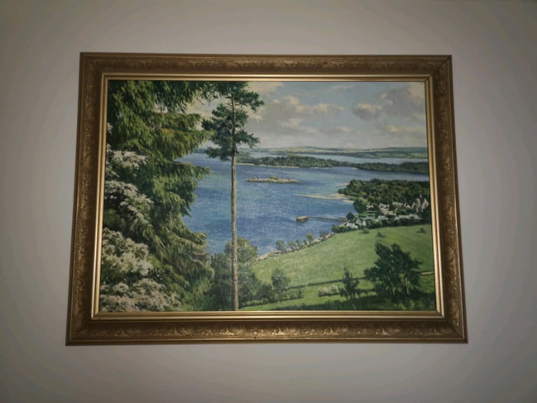 image for Large Hand painted painting 1973 signed