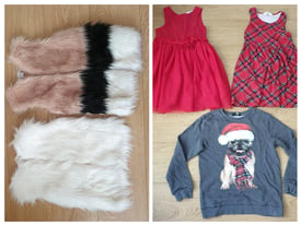 Bundle of Christmas red & tartan dress Christmas jumper 7-8 8-10 years