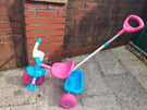 Little girls tricycle with parent control handle