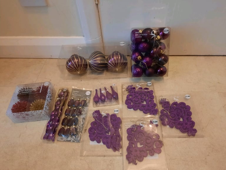  NEW Big bundle purple Xmas decorations 
