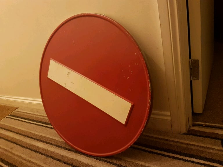 image for 1952 possibly French No Entry sign - SOLID METAL - mega 700mm in size 