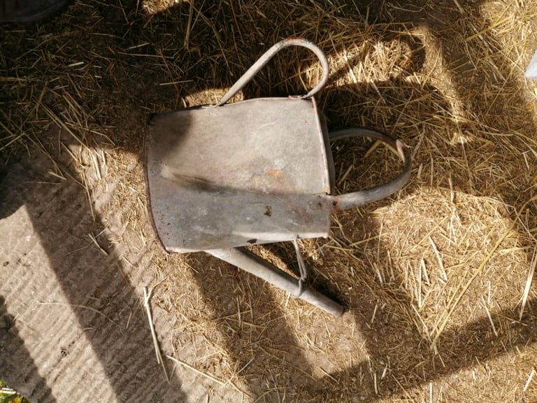 VINTAGE ZINC WATERING CAN * GARDEN PLANTER * 