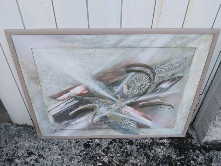 image for Retro 80's framed signed print abstract art 