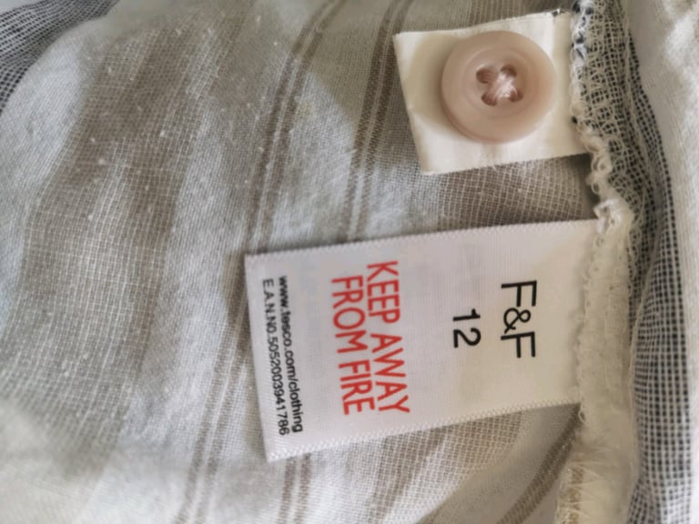 F&F Pretty Cotton/Linen Cream Beige and Silver Stripe Top Immaculate 