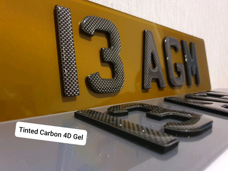 Tinted Car Number Plates 3D Gel 4D Laser Cut 4D Gel