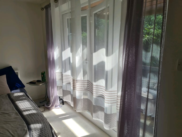 image for John Lewis set grey curtains and white  transparent curtains...
