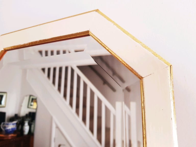 Octagonal vintage mirror with cream and gold frame