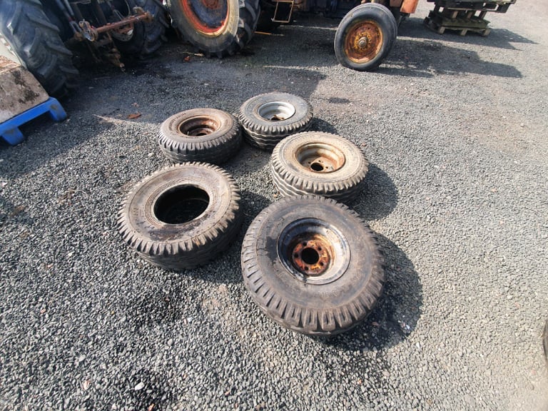 Selection of 10 . 80 r12 wheels and tyres tractor trailer 