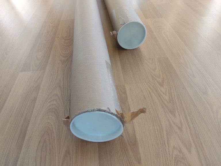 2 cardbord packaging tubes 88x8cm and 62x8cm (outer dimensions)