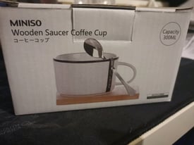 Miniso wooden saucer coffee cup