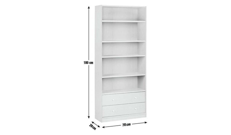 Extra Deep Bookcase 2 Drawers 4 Shelves New