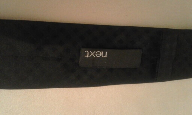 NEXT Slim Silk Tie, Black, subtle checks