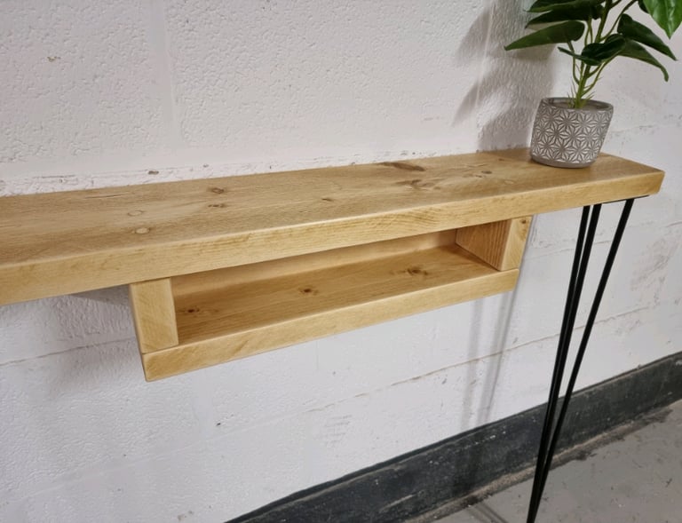 RUSTIC CONSOLE TABLE (WITH STORAGE) & STEEL HAIRPIN LEGS