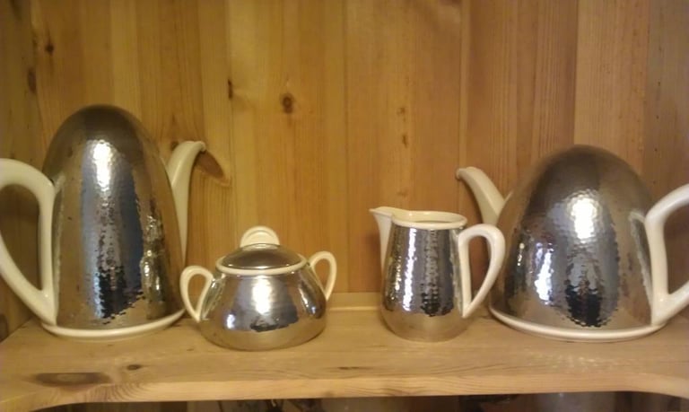 image for KOENIGSZELT GERMANY BEAUTIFUL WMF ART DECO COFFEE POT, TEA POT, SUGAR 
