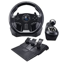 Professional gaming steering wheel with gear shift and abc pedals 