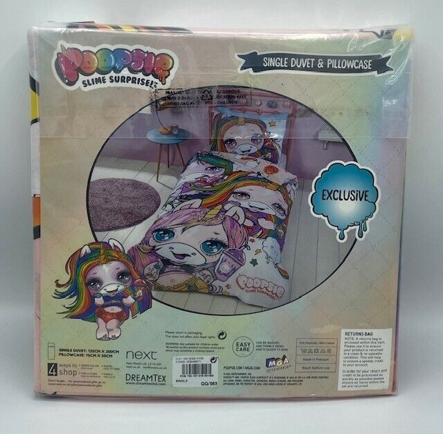 Next Poopsie Unicorn single Bed reversible Duvet cover and pillowcase Set New