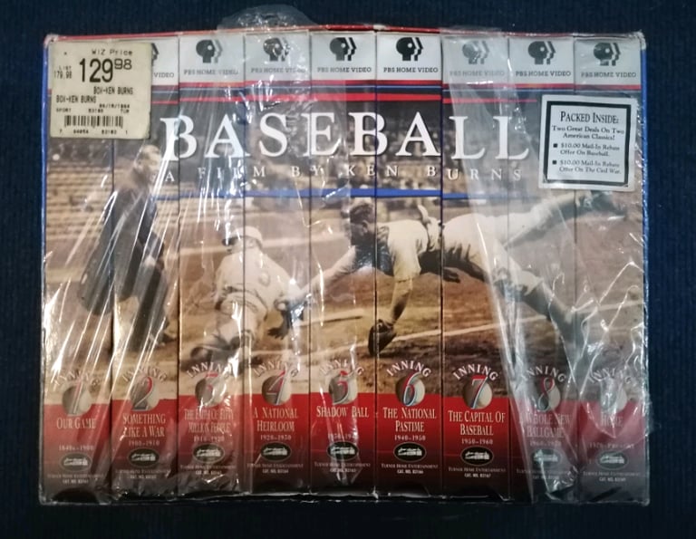 image for PBS Home Video BASEBALL A Film By Ken Burns VHS VCR BOX SET of 9 VIDEO CASSETTE TAPES