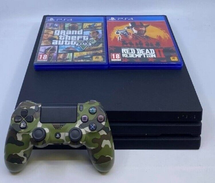 PS4 PRO 1TB Playstation CONSOLE with Red Dead and GTA 5