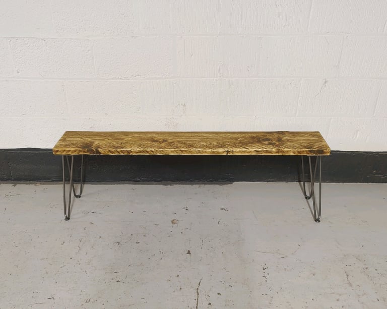 image for Rustic Bench, with Steel Hairpin Legs 