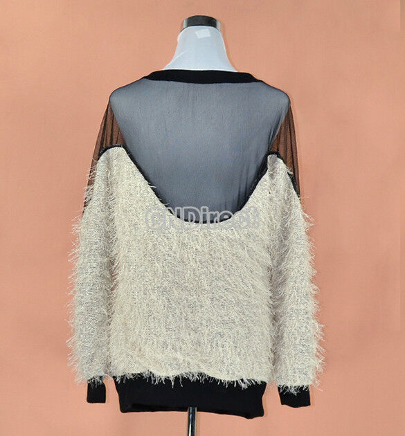 NEW Sexy Womens Sheer Long Sleeve Top Pullover Brand New Jumper-Size 8 10 12 14