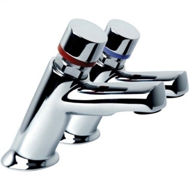 image for Inta Non-Concussive Self Closing Basin Taps Pair Chrome (New in box)