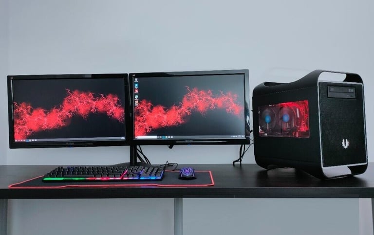 Gaming Computer PC Setup Bundle with Dual Monitors