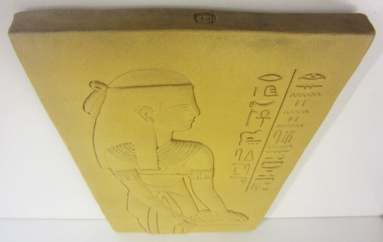 Pair of Large Ancient Egyptian Inspired Male & Female Pottery Tiles