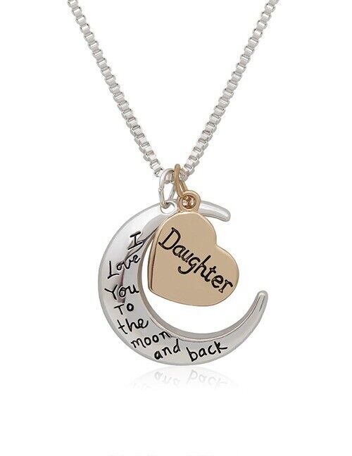 image for I Love you to the Moon and Back Daughter Pendant Necklace Brand New Stunning