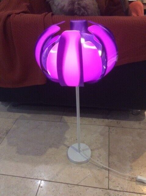 Funky, up-cycled vintage, early 70’s purple lucite, segment lampshade converted table lamp 