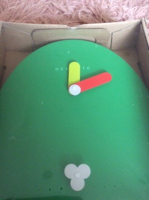 image for Very cute grass green  “Bill” wall clock, quartz movement, battery operated in original packaging