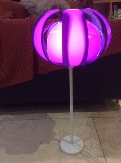 Funky, up-cycled vintage, early 70’s purple lucite, segment lampshade converted table lamp 