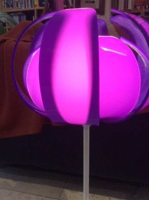 Funky, up-cycled vintage, early 70’s purple lucite, segment lampshade converted table lamp 