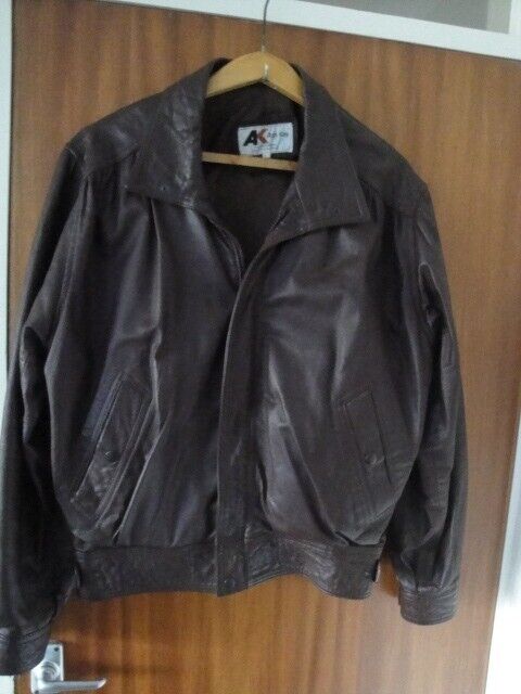 image for Real Leather Jacket. (Men's). Dark (Chocolate) Brown. Bomber Style. Size L  RefC329