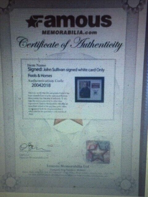 SUPER RARE: John Sullivan Only Fools & Horses AUTOGRAPH CERTIFICATED **NR MINT**