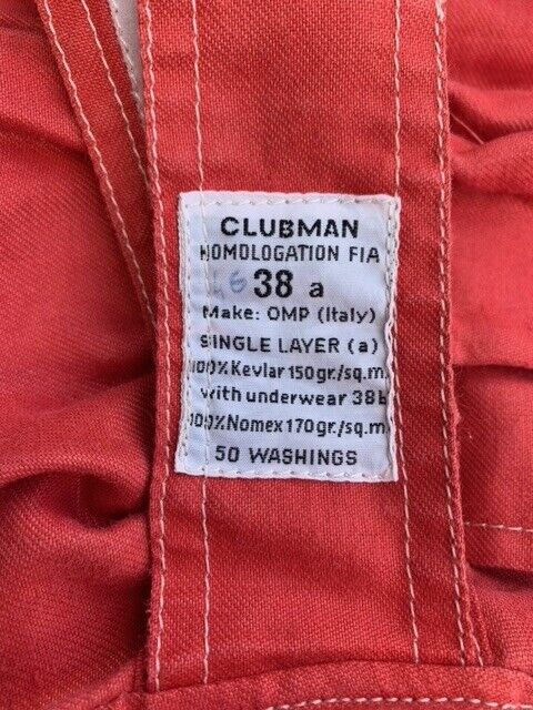 Unused OMP Kevlar Fire Resistant Racing Overalls. Retro Style. Suit Goodwood Revival event.