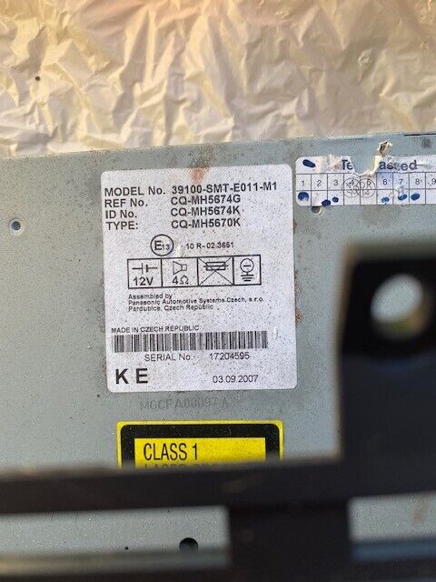 2007 FN2 Honda Civic Type R CD/Radio