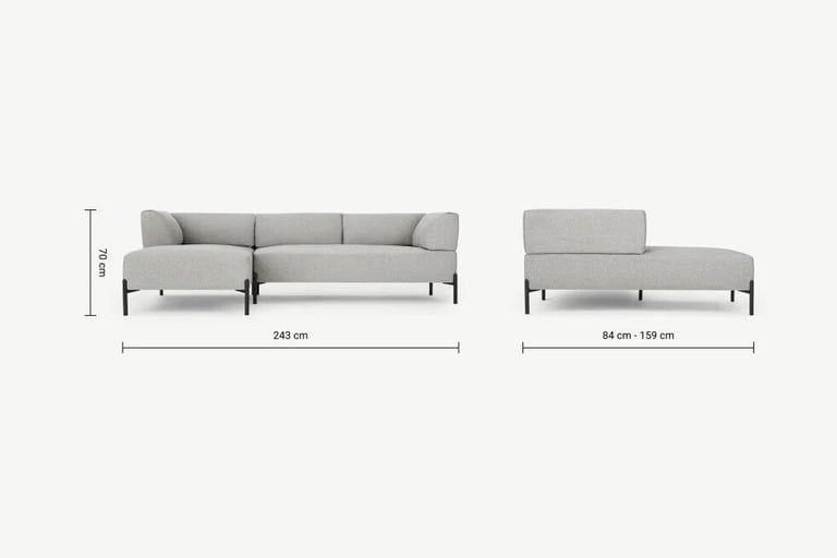  Left Hand Facing Chaise End Corner Sofa, Hail Grey