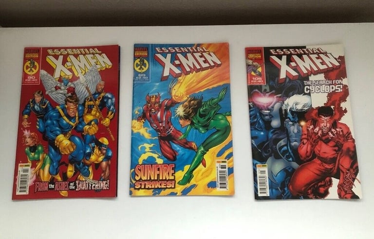 Three X-men essential comics for sale.