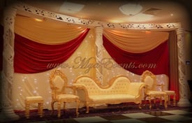 Royal Chair Hire £199 Star Backdrop Rent Chiavari Chairs Gold £2.20 Flower centrepiece Hire £19.99
