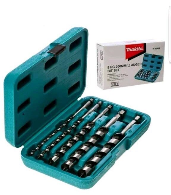 Makita P-46464 Auger Wood Drill Set Hexagon 200mm Standard 5 Pc - 6 8 13 16 19mm
