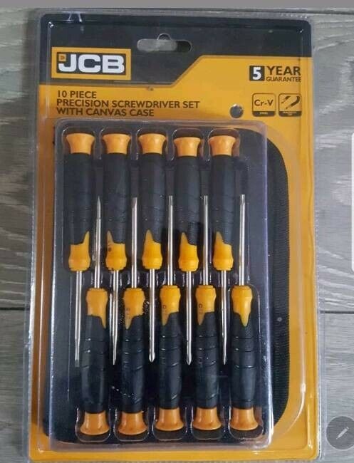 JCB 10 PIECE PRECISION SCREWDRIVER SET with canvas case