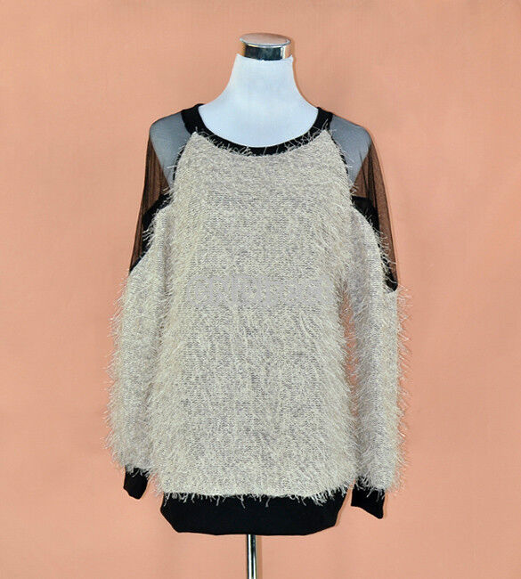 NEW Sexy Womens Sheer Long Sleeve Top Pullover Brand New Jumper-Size 8 10 12 14