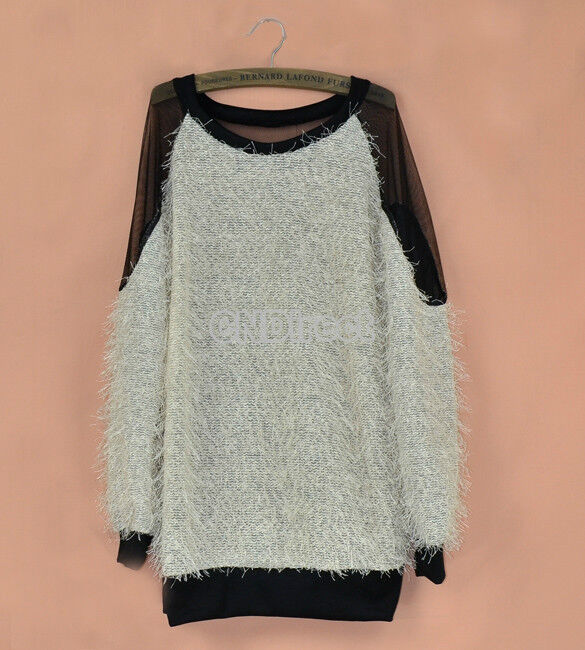 NEW Sexy Womens Sheer Long Sleeve Top Pullover Brand New Jumper-Size 8 10 12 14