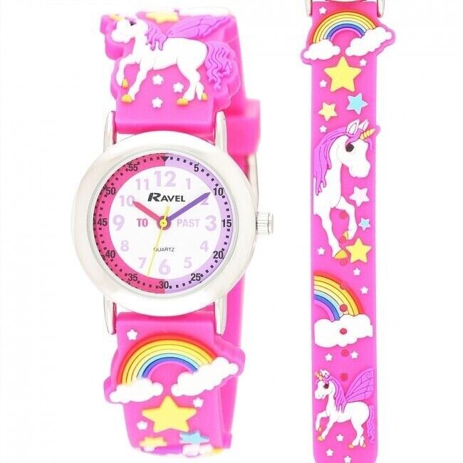 image for Kids 3D Time Teacher Strap Analogue Watch UNICORN NEW