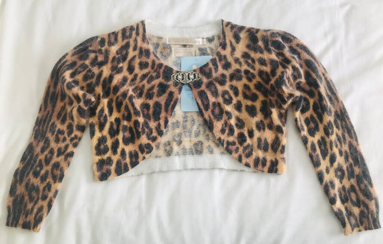 Wheels & Dollbaby Leopard Posh Girl Shrug with Clasp - Size 12 AUS, 10 UK