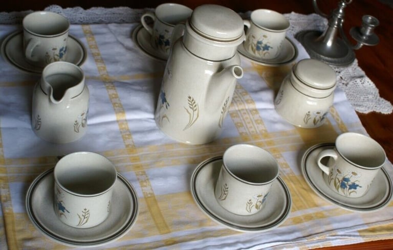 image for Royal Doulton Lambethware Hill Top Pattern Coffee Set for 6