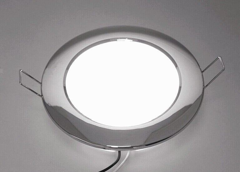 6 Watt LED Panel Ceiling Light, Polished Chrome Frame, Recessed Mounting
