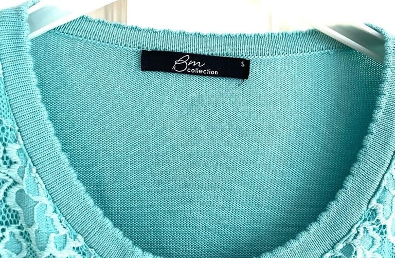 Brand New without tags Bonmarche Collection aquamarine lace overlay cardigan