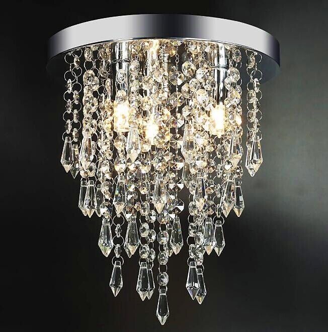 Luxury LED Crystal Chandelier Ceiling Light for Living Room Kitchen Hallway Bedroom, 25cm Diameter